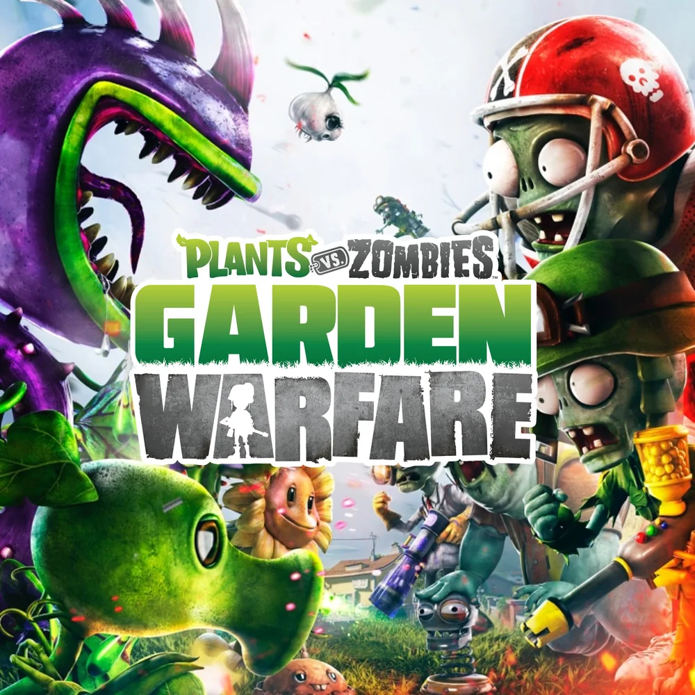 EA official Plants vs Zombies Garden Warfare key art with plants and zombies facing off
