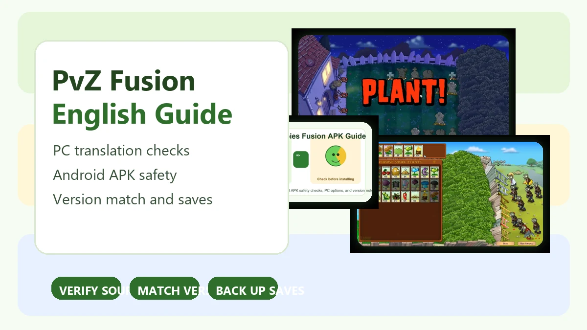 Guía de traducción inglesa de PvZ Fusion para PC y Android con controles de seguridad